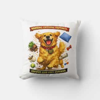 Golden Retriever Chaos Mode Activated Throw Pillow