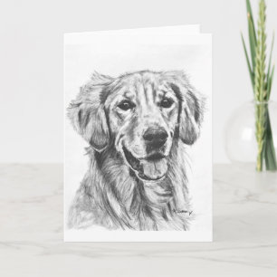 Golden Retriever Charcoal Sketch Card