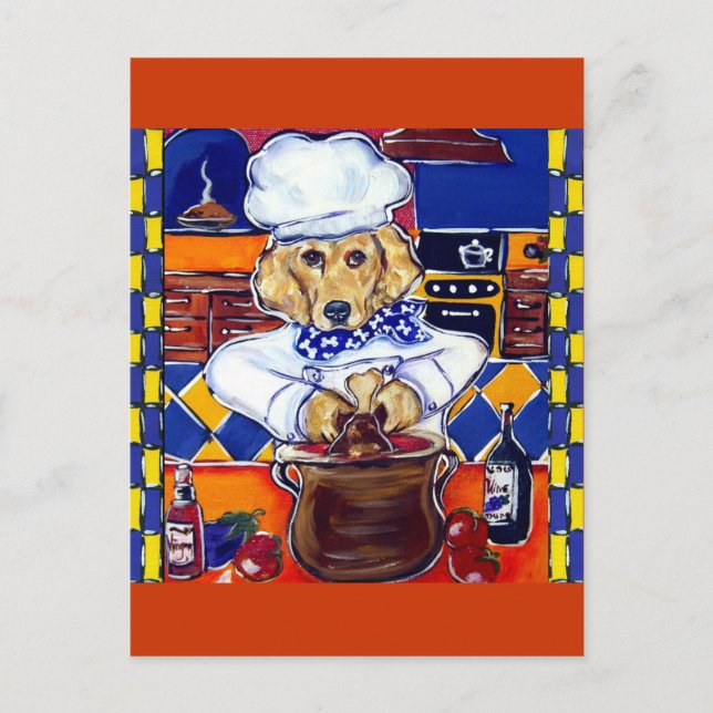 Golden Retriever Chef Postcard (Front)
