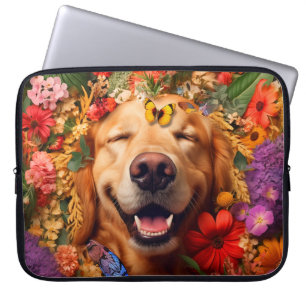 Golden Retriever Chien avec sac d'ordinateur porta