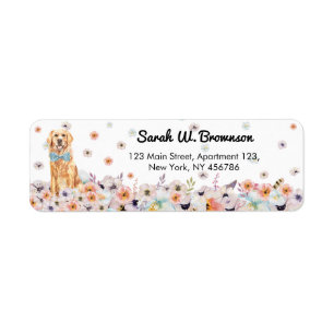 Golden Retriever Chien nœud papillon et fleurs de