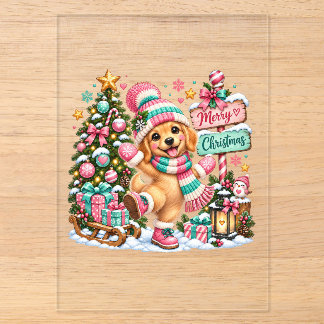 Golden Retriever Christmas Acrylic Invitations