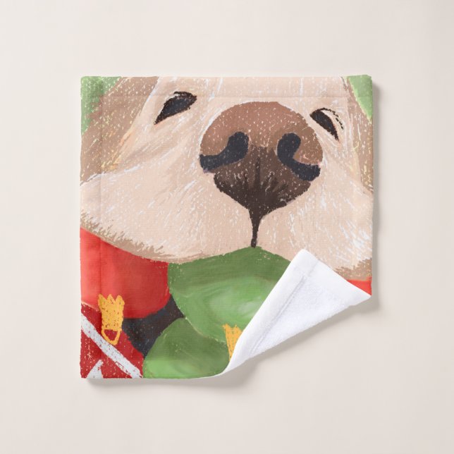 Golden Retriever Christmas Balls Mouth Funny GIft (Gant de toilette)