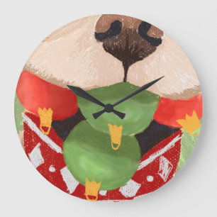 Golden Retriever Christmas Balls Mouth Funny GIft Large Clock