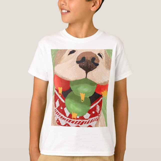 Golden Retriever Christmas Balls Mouth Hilarious T-Shirt (Front)