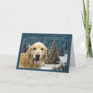 Golden Retriever Christmas Card Evening