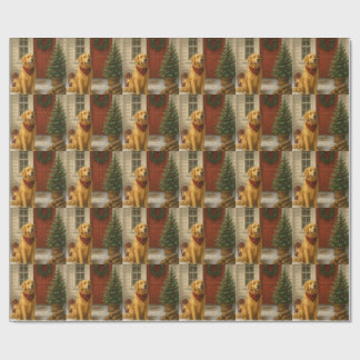 Golden Retriever Christmas Card Wrapping Paper