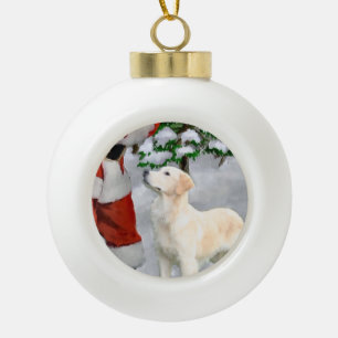 Golden Retriever Christmas Ceramic Ball Christmas Ornament