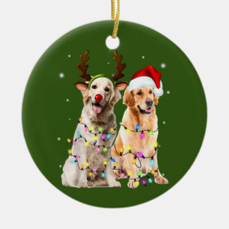 Golden Retriever christmas Ceramic Ornament