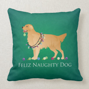 Golden Retriever Christmas Design Throw Pillow