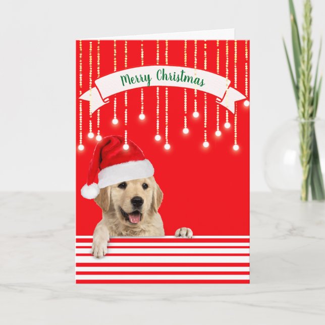Golden Retriever Christmas Dog Holiday Card (Front)