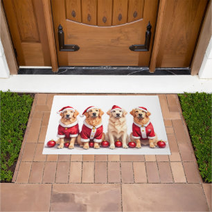 Golden Retriever Christmas Dress Santa Hat Doormat