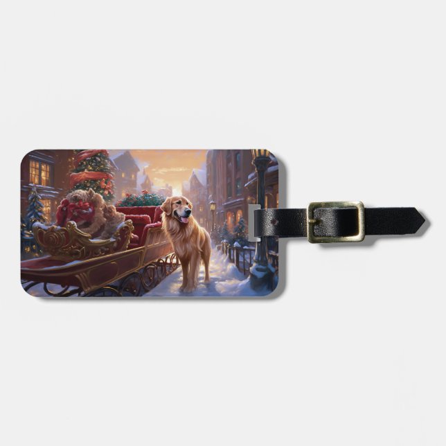 Golden Retriever Christmas Festive Season  Luggage Tag (Front Horizontal)