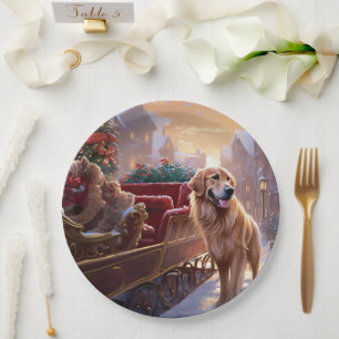 Golden Retriever Christmas Festive Season  Paper Plate