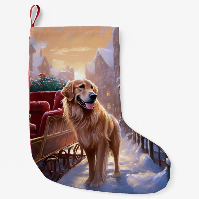 Golden Retriever Christmas Festive Season  Small Christmas Stocking (Front)