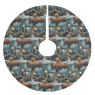 Golden Retriever Christmas Festive Voyage  Brushed Polyester Tree Skirt