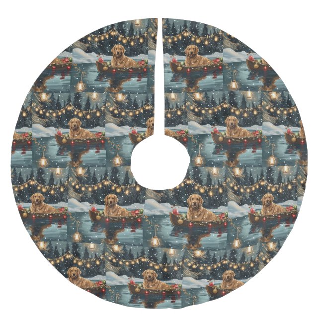 Golden Retriever Christmas Festive Voyage  Brushed Polyester Tree Skirt (Front)