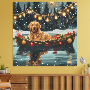 Golden Retriever Christmas Festive Voyage  Canvas Print