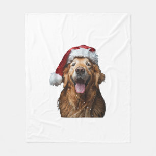 Golden Retriever Christmas  Fleece Blanket