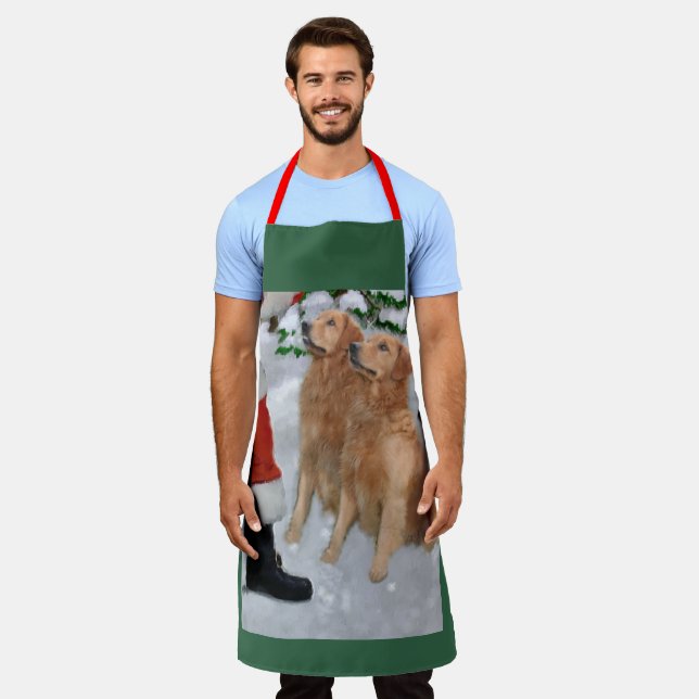 Golden Retriever Christmas Gifts Ornament Apron (Worn)