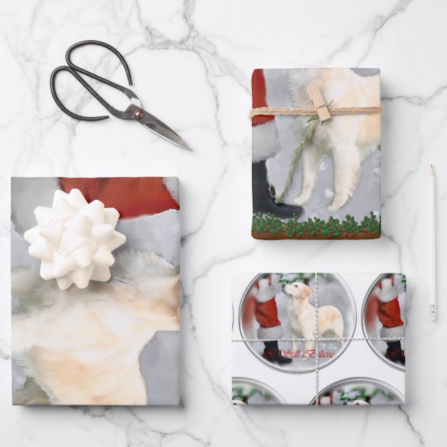 Golden Retriever Christmas Gifts Wrapping Paper Sheet (Front)