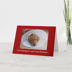 Golden Retriever Christmas Greeting Card, Cone Holiday Card
