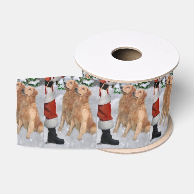 Golden Retriever Christmas Grosgrain Ribbon (Spool)