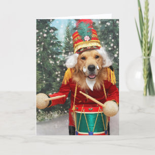Golden Retriever Christmas Holiday Drummer Boy Card