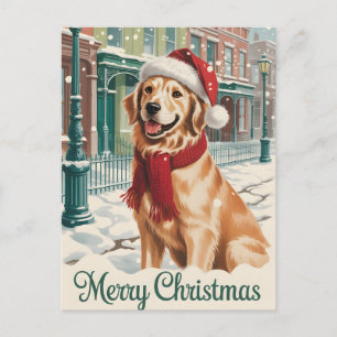 Golden Retriever Christmas Holiday Postcard