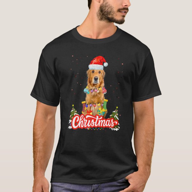 Golden Retriever Christmas Idea For Kids & Santa H T-Shirt (Front)