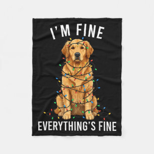 Golden Retriever Christmas I'm Fine Everything Is  Fleece Blanket