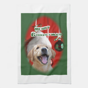 Golden Retriever Christmas Kitchen Towel