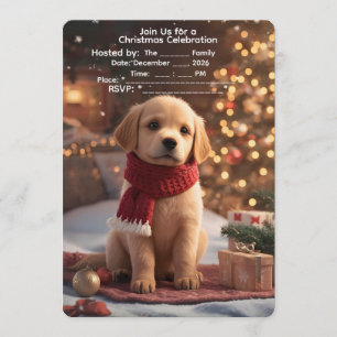Golden Retriever Christmas Party Invite