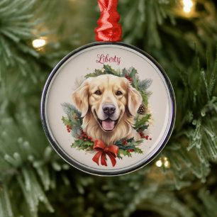 Golden Retriever Christmas Pet Memorial Dog Breed Metal Ornament