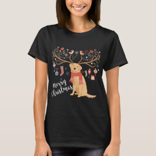 Golden Retriever Christmas Reindeer Dog T-Shirt