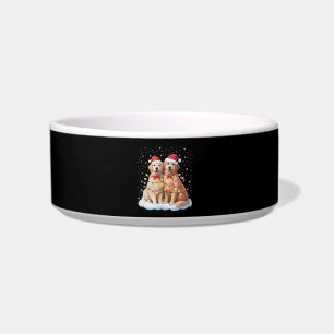 Golden Retriever Christmas Santa Hat Reindeer Bowl
