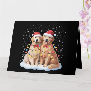 Golden Retriever Christmas Santa Hat Reindeer  Card