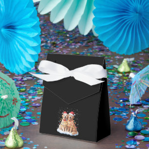 Golden Retriever Christmas Santa Hat Reindeer Favor Box