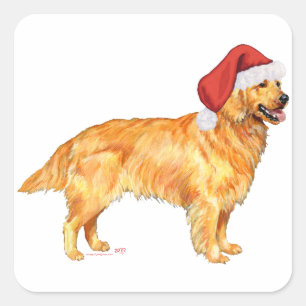 Golden Retriever Christmas Square Sticker