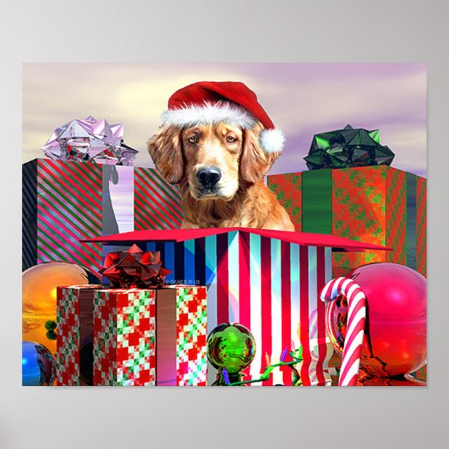 Golden Retriever Christmas Surprise Poster (Front)