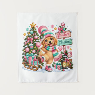 Golden Retriever Christmas Tapestry