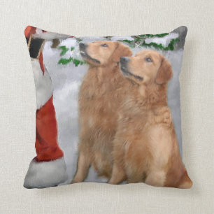 Golden Retriever Christmas Throw Pillow