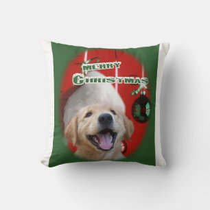 Golden Retriever Christmas Throw Pillow
