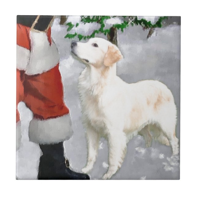 Golden Retriever Christmas Tile (Front)