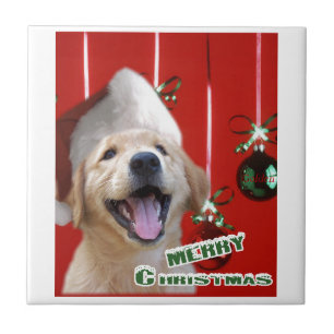 Golden Retriever Christmas Tile