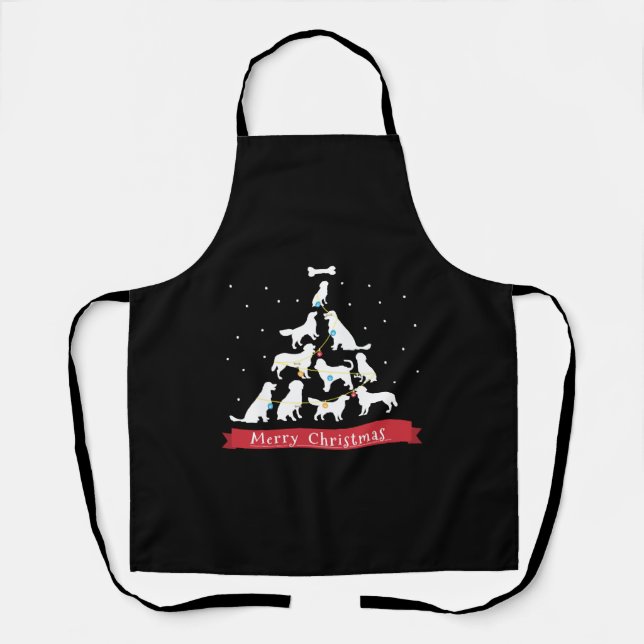 Golden Retriever Christmas Tree Apron (Front)