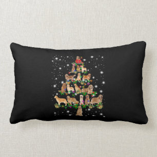 Golden Retriever Christmas Tree Covered By Flash Lumbar Pillow