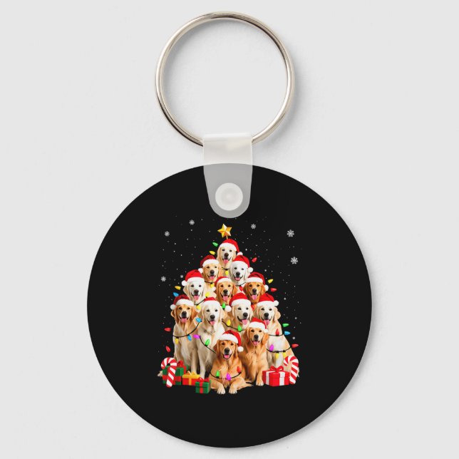 Golden Retriever Christmas Tree Ornament Decor Xma Keychain (Front)