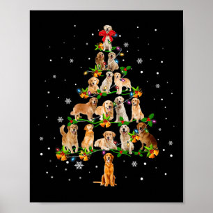 Golden Retriever Christmas Tree Santa Funny Dog Lo Poster