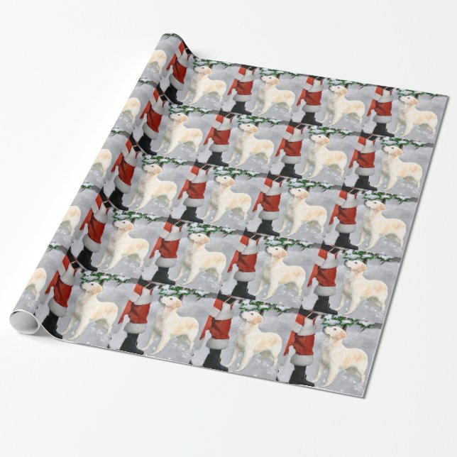 Golden Retriever Christmas Wrapping Paper (Unrolled)